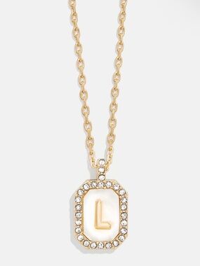 BaubleBar Gold & Mother Of Pearl Initial L Necklace NWT
